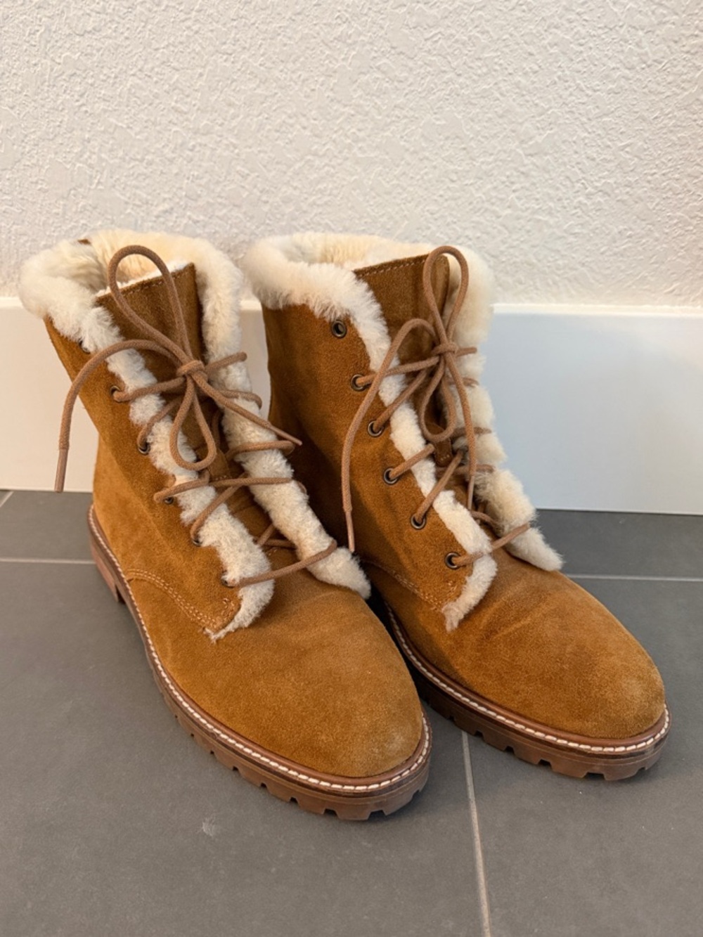 Madewell Clair Lace-Up Shearling Boots